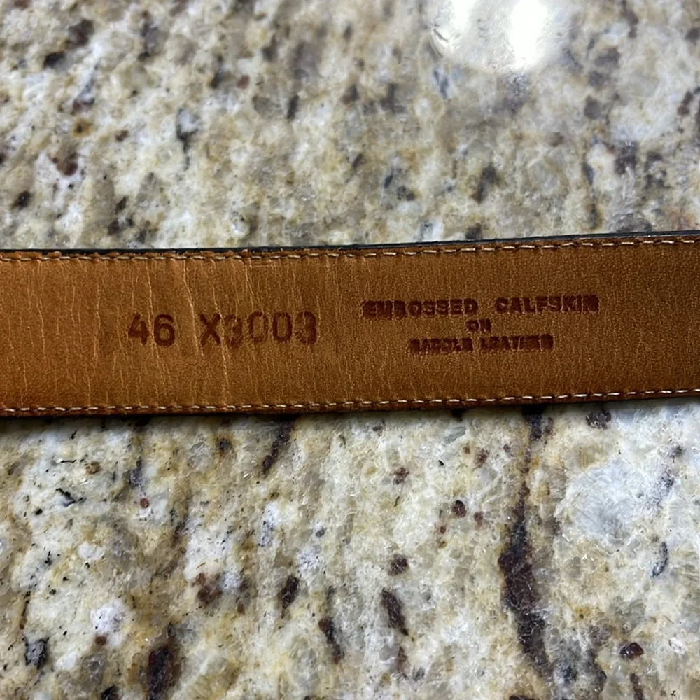 BRIGHTON Black Calfskin Belt embossed size 46”